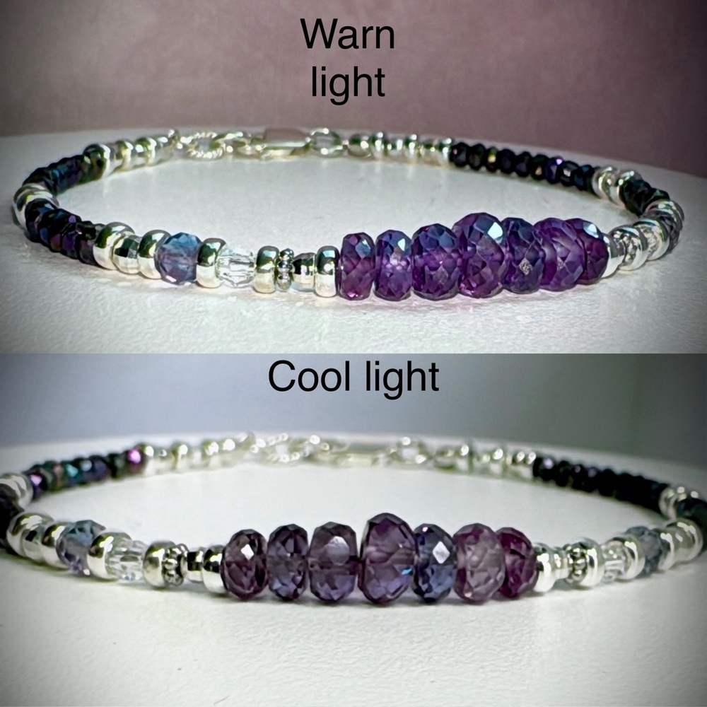 💜Custom💜Color Changing Alexandrite  •Sterling Silver Bracelet - Picture 5 of 10
